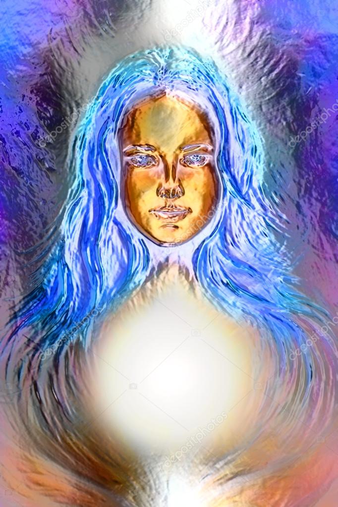 Woman goddess. Young attractive woman coated in metallic  paint  efect.