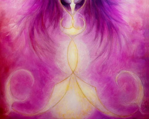 Gold Ornament and purple women hair with abstract color Backgrounds, painting on canvas. — 스톡 사진