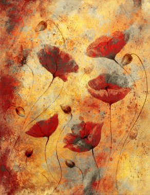 Renk arka plan üzerinde kırmızı gelincik. Kırmızı haşhaş. Renk arka plan üzerinde kırmızı çiçek