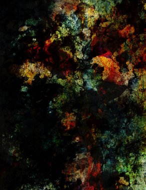 Painting Color poppy on color background. Color flower on abstract  background with desert crackle structure.