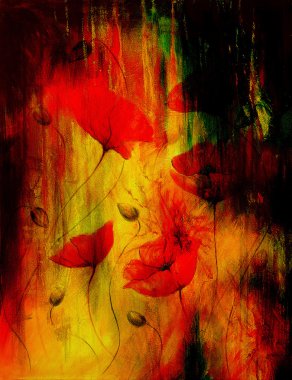 Renk arka plan resim poppy. Çöl renk zemin üzerine kırmızı çiçek çatırtı yapısı.