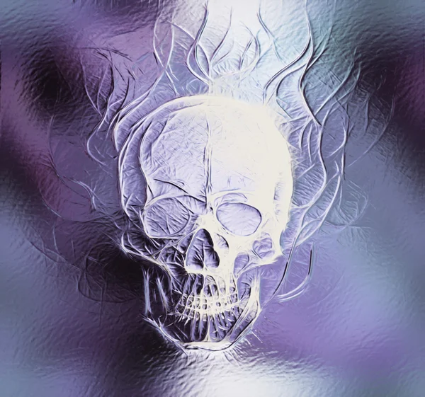 Totenkopf. Glas und fraktale Wirkung. Farbe abstrakter Hintergrund, Computercollage. — Stockfoto