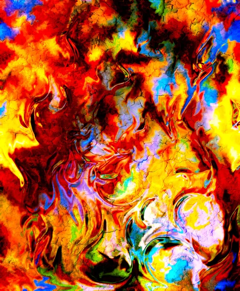 Color Abstract background and desert crackle and fire effect, computer collage. — 图库照片