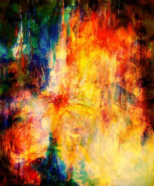 Yangın arka plan, lav yapısı alevler. Bilgisayar kolaj. Dünya kavramı.