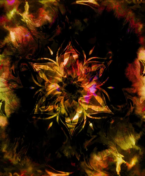 Mandala ornamental oriental y fondo abstracto de color con llama de fuego . —  Fotos de Stock