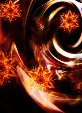 oryantal süs mandala ve renkli arka plan ile noktalar.