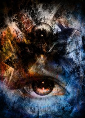 Kadınlar göz ve soyut arka plan, bilgisayar kolaj..