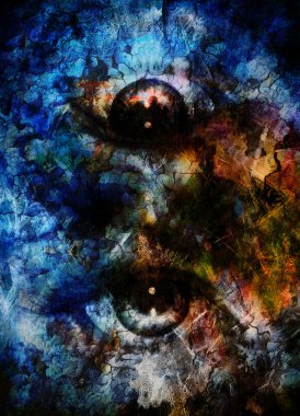 Kadınlar göz ve soyut arka plan, bilgisayar kolaj..