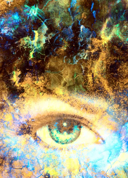 Women eye and abstract background, computer collage.. — Stock Photo, Image