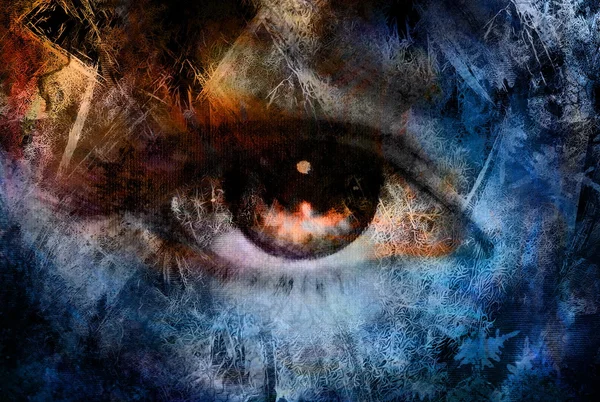 Women eye and abstract background, computer collage.. — Stock Photo, Image