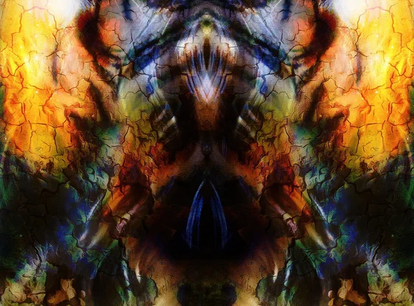 Een abstracte achtergrond kleur en spots met kleureffect, en tijger strepen. computer collage,. — Stockfoto
