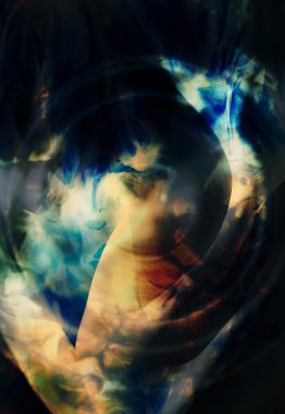 Renk arka plan ve renk efekti ve Tekstil yapısı, bilgisayar kolaj ile noktalar.