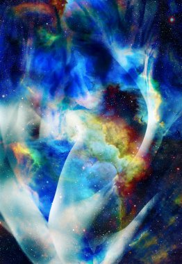 Bulutsu, kozmik uzay ve yıldızlar ve Tekstil yapısı, mavi kozmik arka plan. Nasa tarafından döşenmiş bu görüntü unsurları.