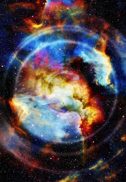 Audio música Altavoz con efecto de color. Espacio cósmico y estrellas, fondo cósmico abstracto, música espacial, concepto musical . — Foto de Stock