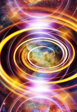 Bulutsu, kozmik uzay ve yıldız ışık daire, renk kozmik arka plan ile.