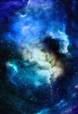 Nebula, Kozmik uzay ve yıldızlar, mavi kozmik soyut arkaplan.