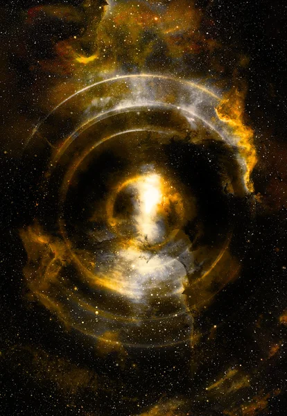 Ηχείο ακουστικής μουσικής στο διάστημα. Κοσμικός χώρος και αστέρια, αφηρημένο κοσμικό υπόβαθρο, διαστημική μουσική, μουσική έννοια. — Φωτογραφία Αρχείου