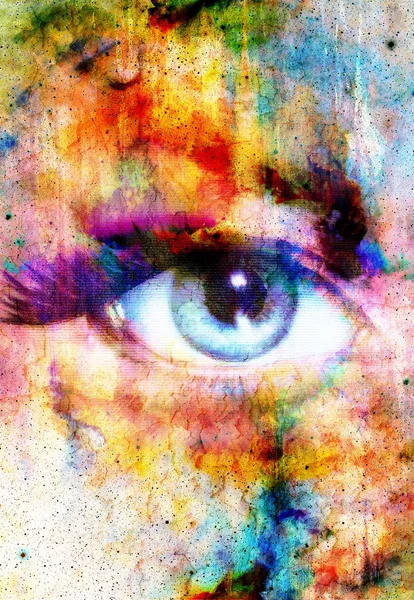 Woman Eye and abstract color background, eye contact. — Stock Photo, Image