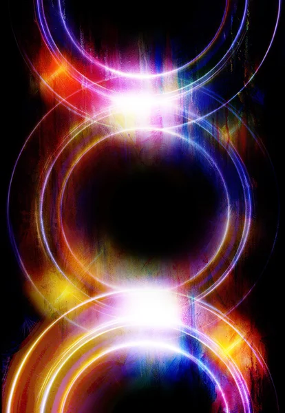 Σιλουέτα της μουσικής Audio Speaker σε αφηρημένο φόντο, Φως Κύκλος. Μουσική έννοια. — Φωτογραφία Αρχείου