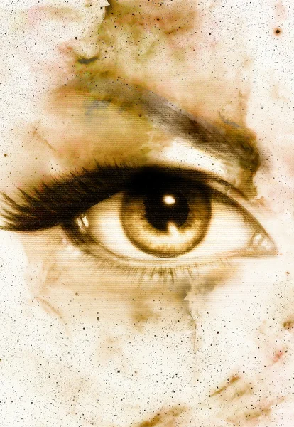 Vrouw Eye en de abstract kleur achtergrond, contact met de ogen. — Stockfoto