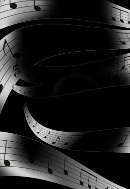 müzik Not ve abstrtact arka planını renklendirin. siyah ve beyaz.