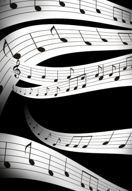 müzik Not ve abstrtact arka planını renklendirin. siyah ve beyaz.