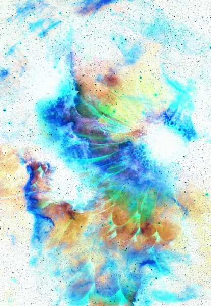 Raum und Sterne mit Blume, farbigem Galaxienhintergrund, Computercollage. — Stockfoto