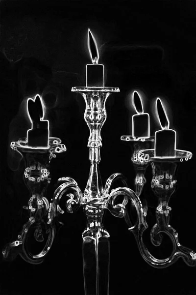 Retro-Kerzenhalter Silhouette, ornamentale Vintage-Stil Dekoration auf buntem Hintergrund. — Stockfoto