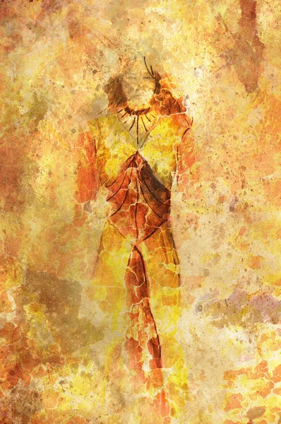 Рисунок женского эскиза, треск и структура лавы . — стоковое фото