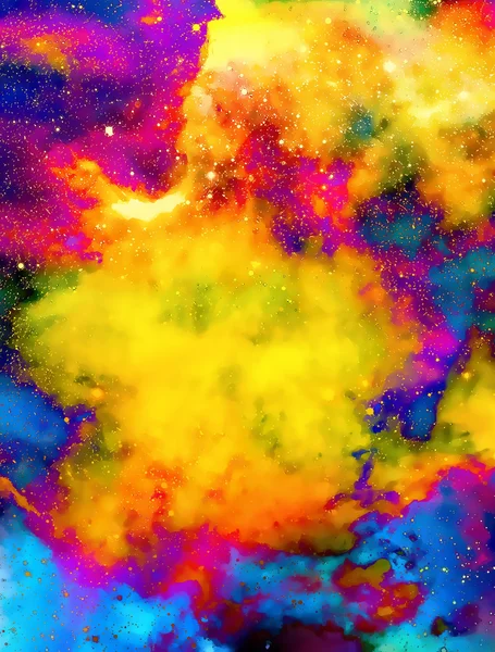 Nebula, kosmiskt utrymme och stjärnor, färg bakgrund. fraktal effekt. Målar effekt. Delar av denna bild möblerad av NASA. — Stockfoto