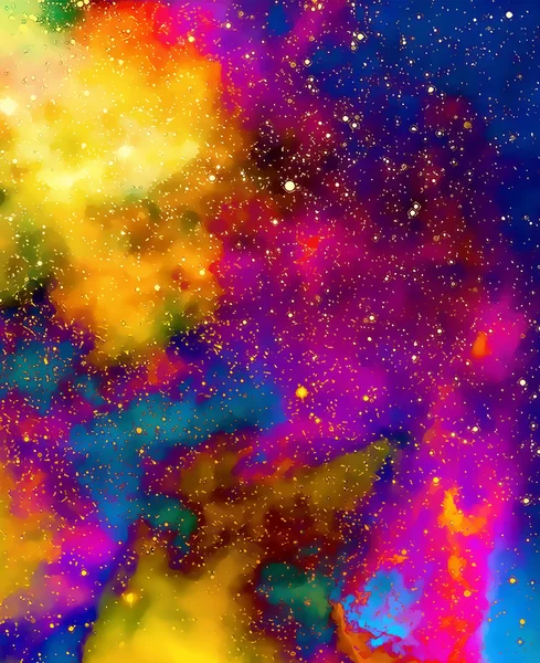 Nebulosa, spazio cosmico e stelle, sfondo a colori. effetto frattale. Effetto pittura. Elementi di questa immagine forniti dalla NASA . — Foto Stock