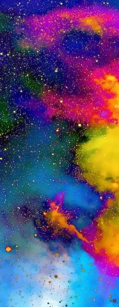 Nebel, kosmischer Raum und Sterne, farbiger Hintergrund. Fraktale Wirkung. Maleffekt. Elemente dieses Bildes von der nasa. — Stockfoto