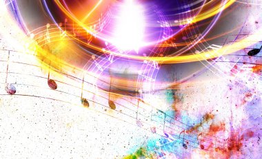 grunge retro müzik arka plan notları gösteren resim.