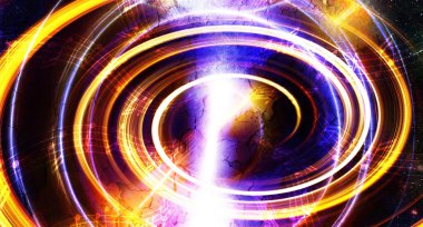 music note and Space and stars with abstrtact color background.