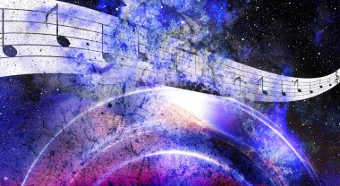 grunge retro müzik arka plan notları gösteren resim.