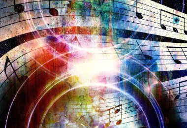 müzik notası ve soyut renk arkaplanı. benekler arka plan.