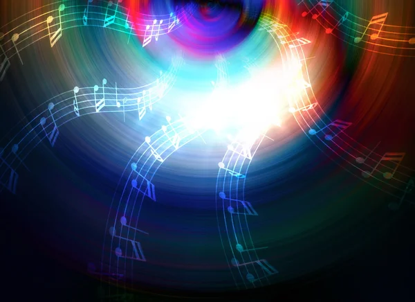 Silhueta de música Orador de áudio e nota, fundo abstrato, Círculo de luz. Conceito musical . — Fotografia de Stock