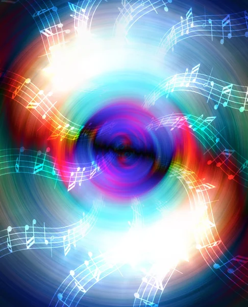 Silhueta de música Orador de áudio e nota, fundo abstrato, Círculo de luz. Conceito musical . — Fotografia de Stock