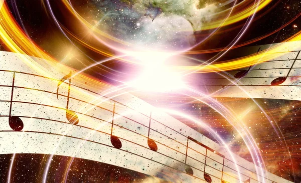 Музыка и космос и звезды с абстрактным цветовым фоном . — стоковое фото
