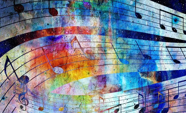 Illustration of grunge retro musical background with notes. — Stock Photo, Image