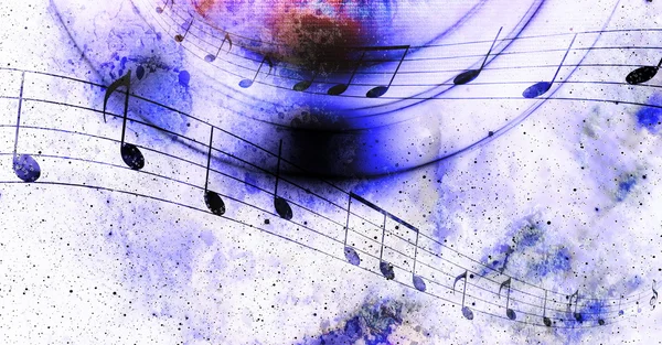 Ilustração de fundo musical grunge retro com notas . — Fotografia de Stock