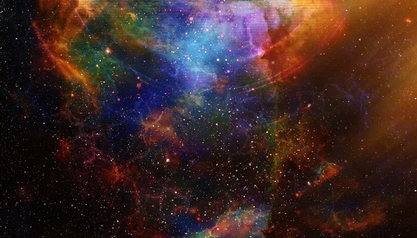 Vesmírný prostor a hvězdy se světelným kruhem, barevné kosmické abstraktní pozadí. — Stock fotografie