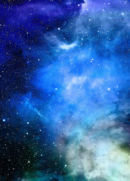 Nebula, Cosmic space and stars, blue cosmic abstract background
