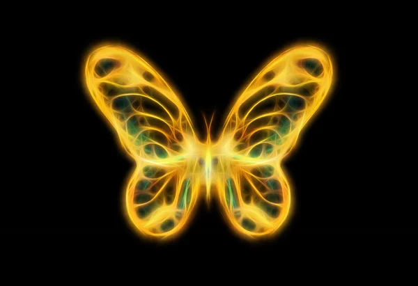 Licht geel en tirkys kleur vlinder op zwarte bckground. — Stockfoto