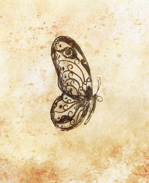 Illustration of a butterfly, mixed medium, abstract color background. — Stock Photo, Image