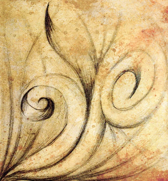 Bellissimo ornamento, disegno a matita su vecchia carta. Colore seppia . — Foto Stock