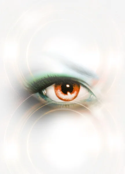 Woman eye and white background. Copy space. — Stok fotoğraf
