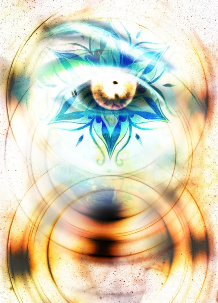 Goddess Woman eye and oriental ornamental mandala in cosmic space. — ストック写真