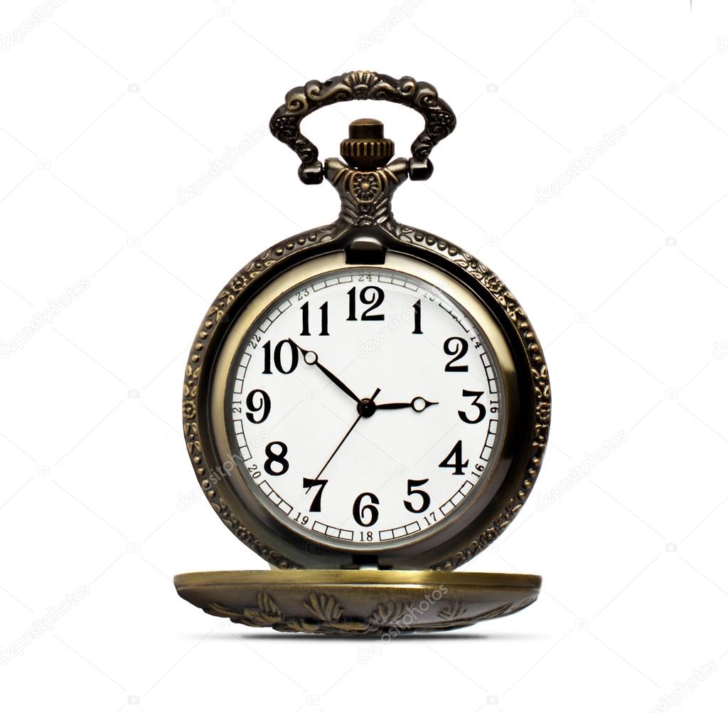 Antique clock on a white background
