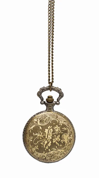 Orologio antico in argento su sfondo bianco — Foto Stock